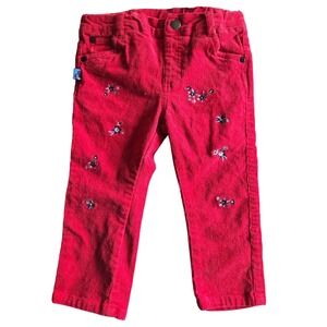 Tissala Baby Corduroy Pants Red Floral Embroidered Toddler Girl 18 Months‎